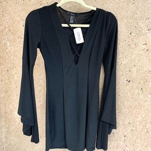 Black Bell-Sleeve Bodycon Dress (NWT)